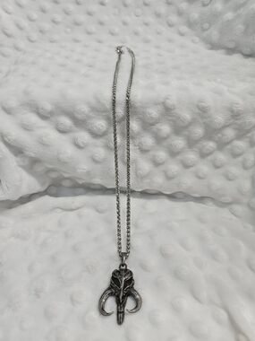 Silver Mandalorian Mythosaur Skull Pendant Necklace
